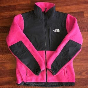 Pink and grey north face jacket